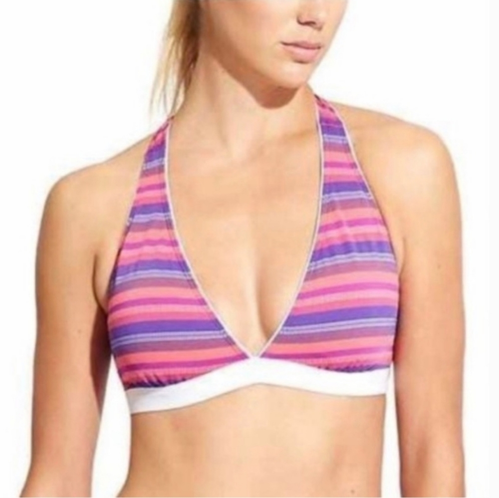 NWT Athleta Tulum T-Back Striped Bikini‎ Size L